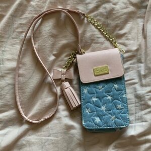 Betsy Johnson pink and blue star crossbody bag